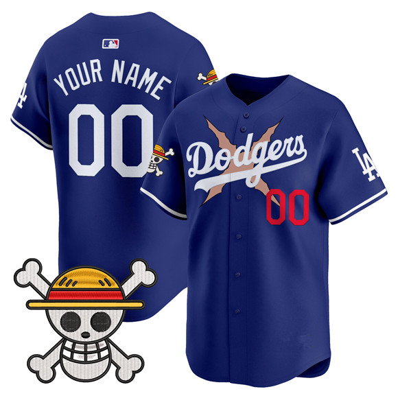 Men's Los Angeles Dodgers Active Player Custom Royal x One Piece 2025 Vapor Premier Limited Stitched Baseball Jersey Men's Los Angeles Dodgers Active Player Custom Royal x One Piece 2025 Vapor Premier Limited Stitched Baseball Jersey